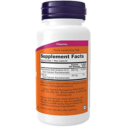 Acido Pantotenico 500mg, 100 Vegcaps – NOW Foods-Wellu