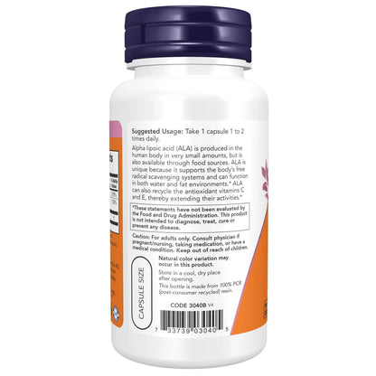 Ácido alfa lipoico de 100 mg, 60 Veg Capsule – NOW Foods-Wellu