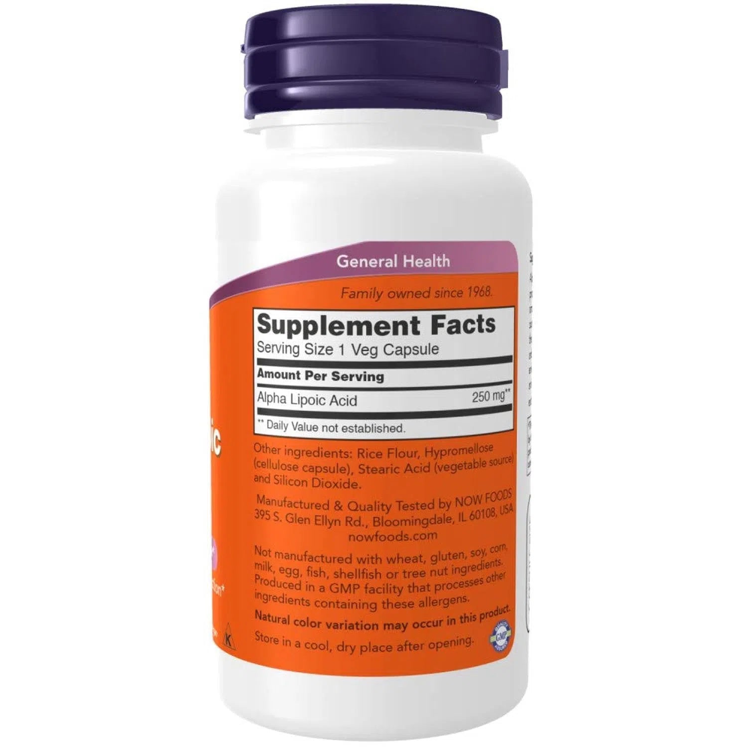 Ácido alfa lipoico de 250 mg, 60 Cápsulas Veg – NOW Foods-Wellu