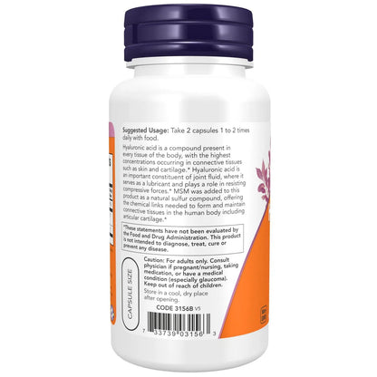 Ácido hialurónico de 50 mg, 60 Cápsulas Veg – NOW Foods-Wellu