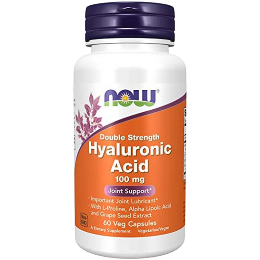 Ácido hialurónico de doble potencia, 100 mg, 60 Cápsulas Veg – NOW Foods-Wellu