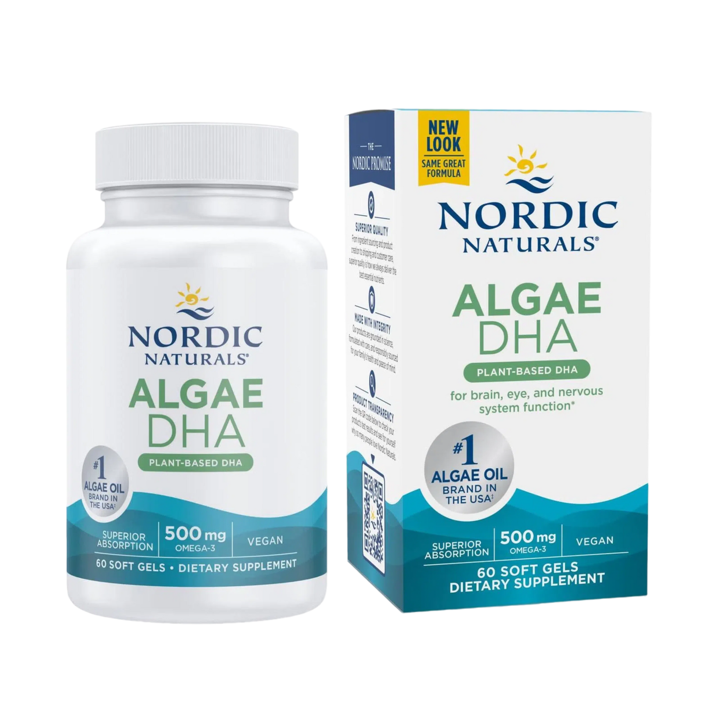 Algae DHA (Omega 3) 500mg, 60 softgels – Nordic Naturals-Wellu