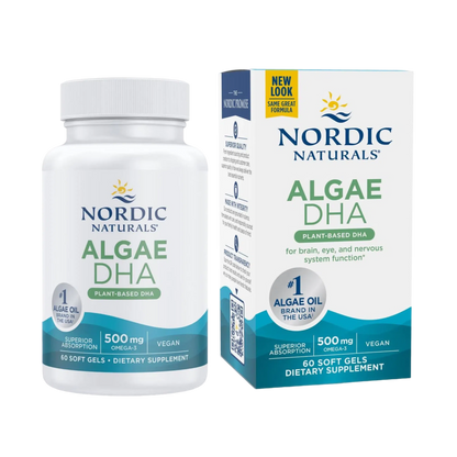 Algae DHA (Omega 3) 500mg, 60 softgels – Nordic Naturals-Wellu