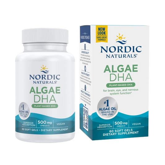 Algae DHA (Omega 3) 500mg, 60 softgels – Nordic Naturals-Wellu