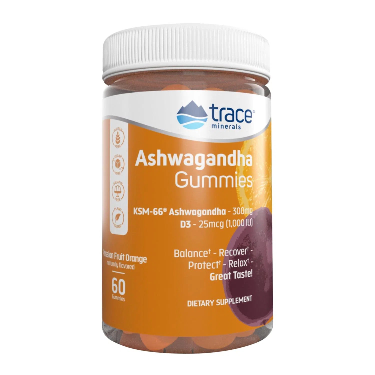 Ashwagandha KSM 66 300mg, 60 gomitas – Trace Minerals-Wellu