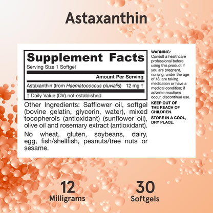 Astaxantina 12mg, 30 Cápsulas – Jarrow Formulas-Wellu