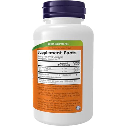 Astragalo Astragalus 500mg, 100 vegcaps – NOW Foods-Wellu