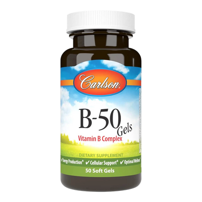 B-50 Vitamina B Complex, 50 Capsulas Blandas – Carlson Labs-Wellu