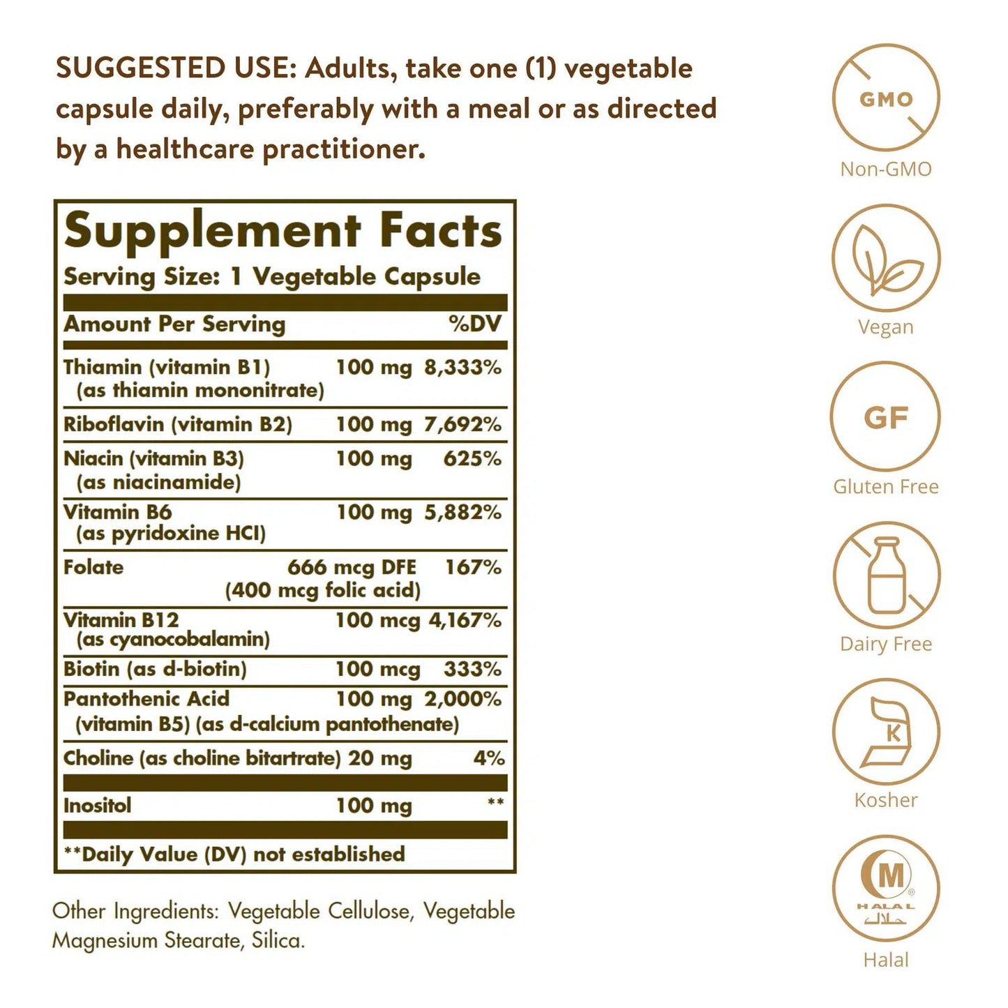 B-Complex "100", 100 Capsula Vetables – Solgar-Wellu