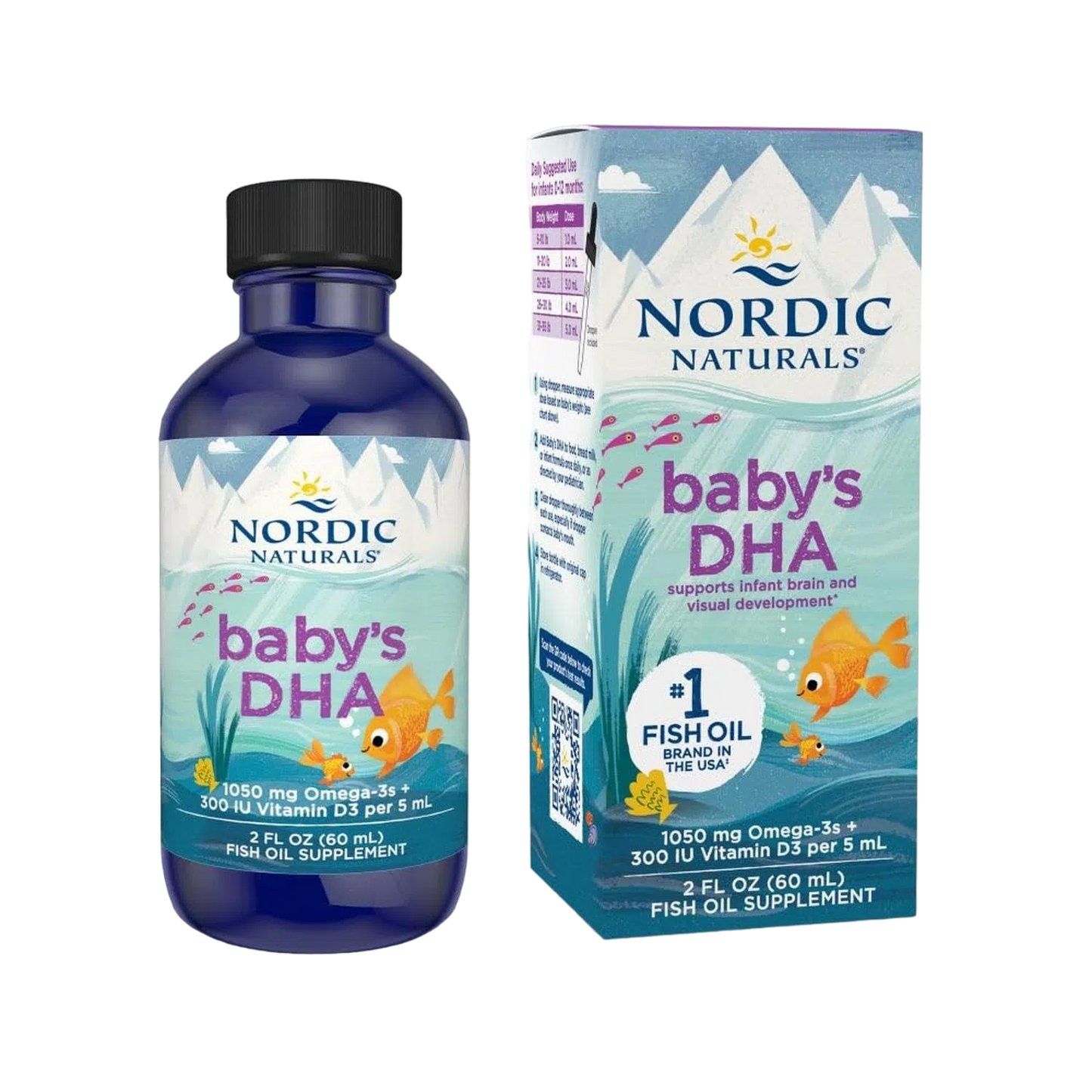 Baby's DHA 1060mg (Omega-3 con Vitamina D3), 2 fl oz / 60 ml – Nordic Naturals-Wellu