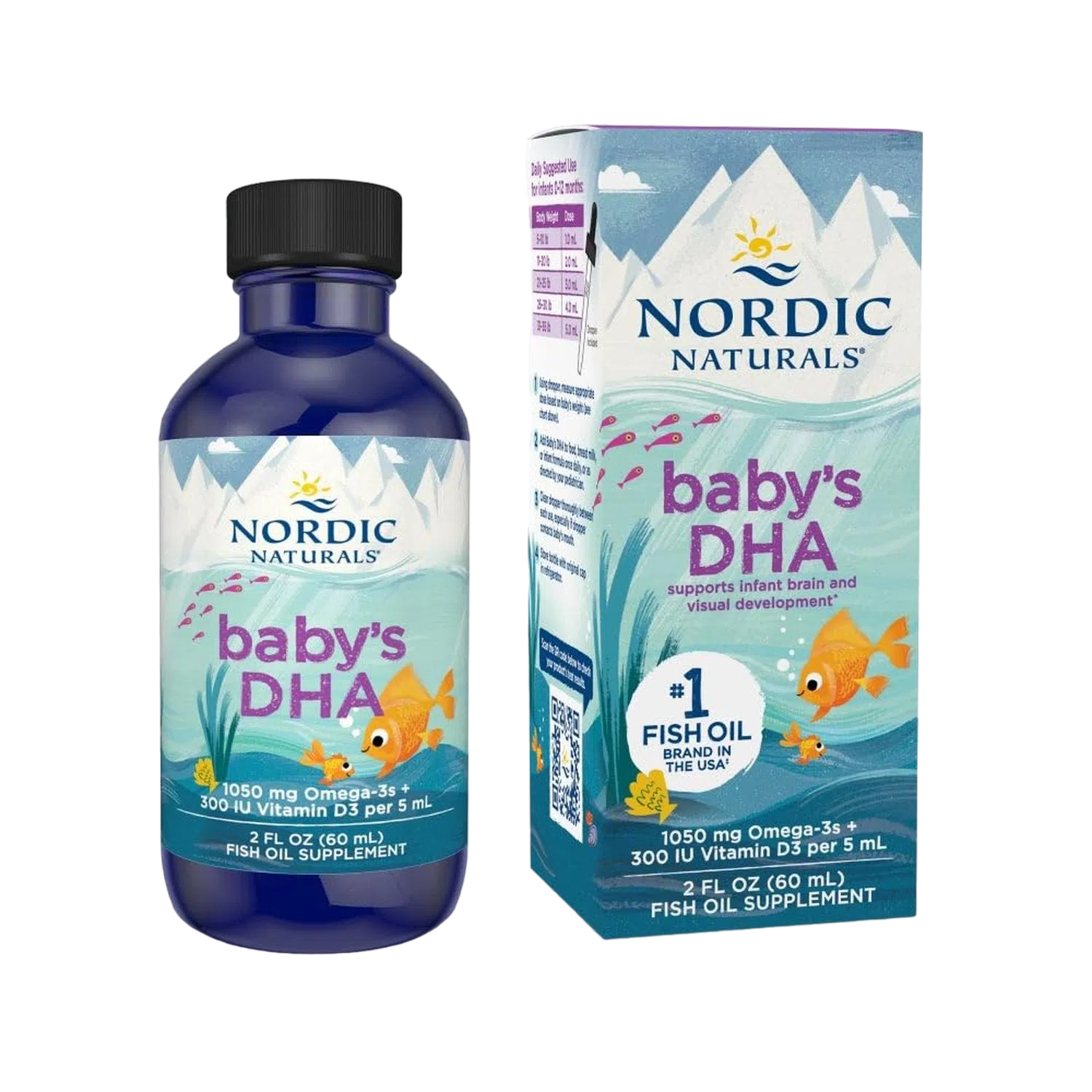 Baby's DHA 1060mg (Omega-3 con Vitamina D3), 2 fl oz / 60 ml – Nordic Naturals-Wellu