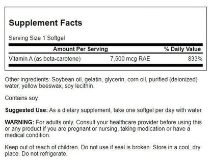 Beta Carotene 25,000 IU (7,500 mcg RAE), 300 Softgels – Swanson-Wellu