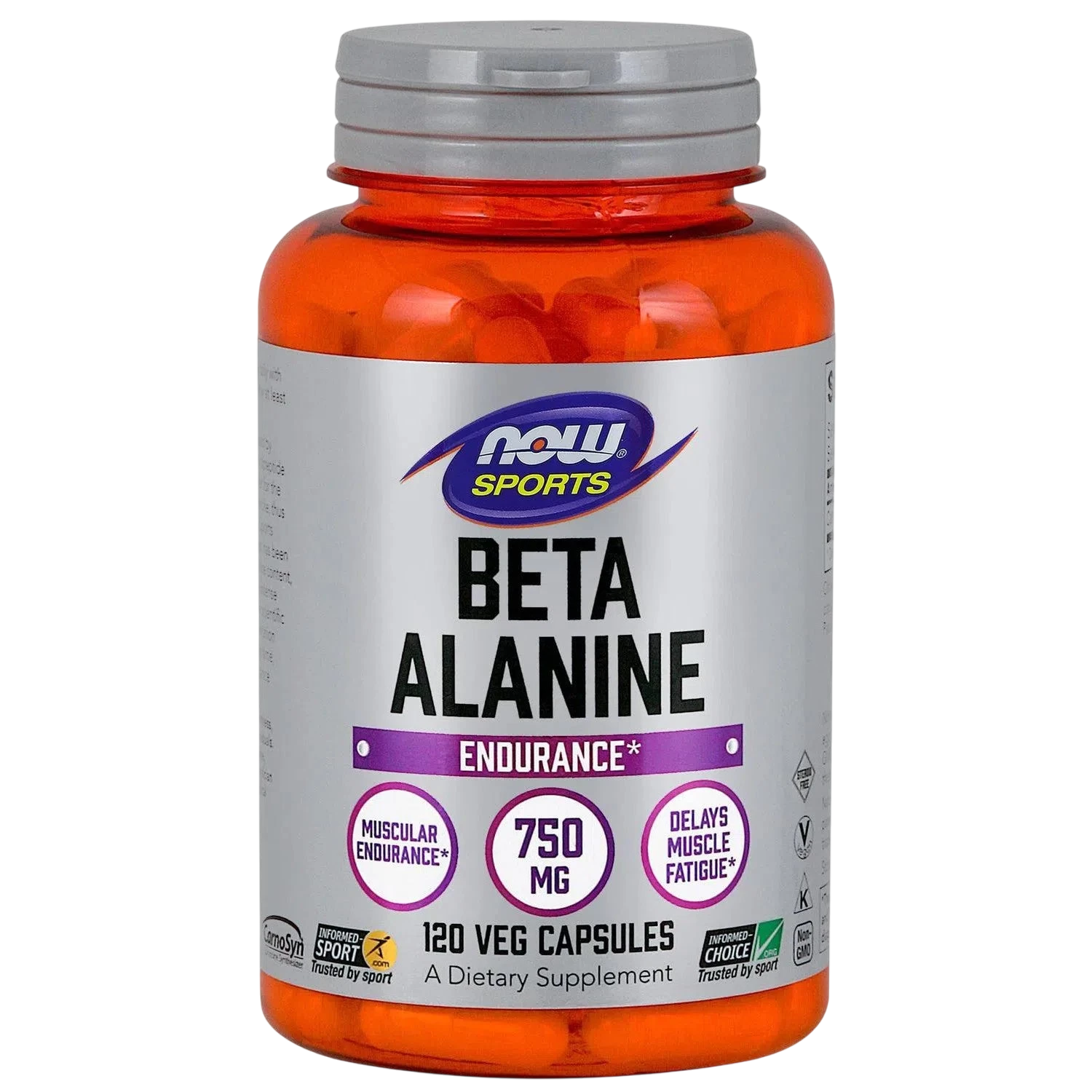 Beta-alanina de 750 mg, 120 Cápsulas Veg – NOW Foods-Wellu