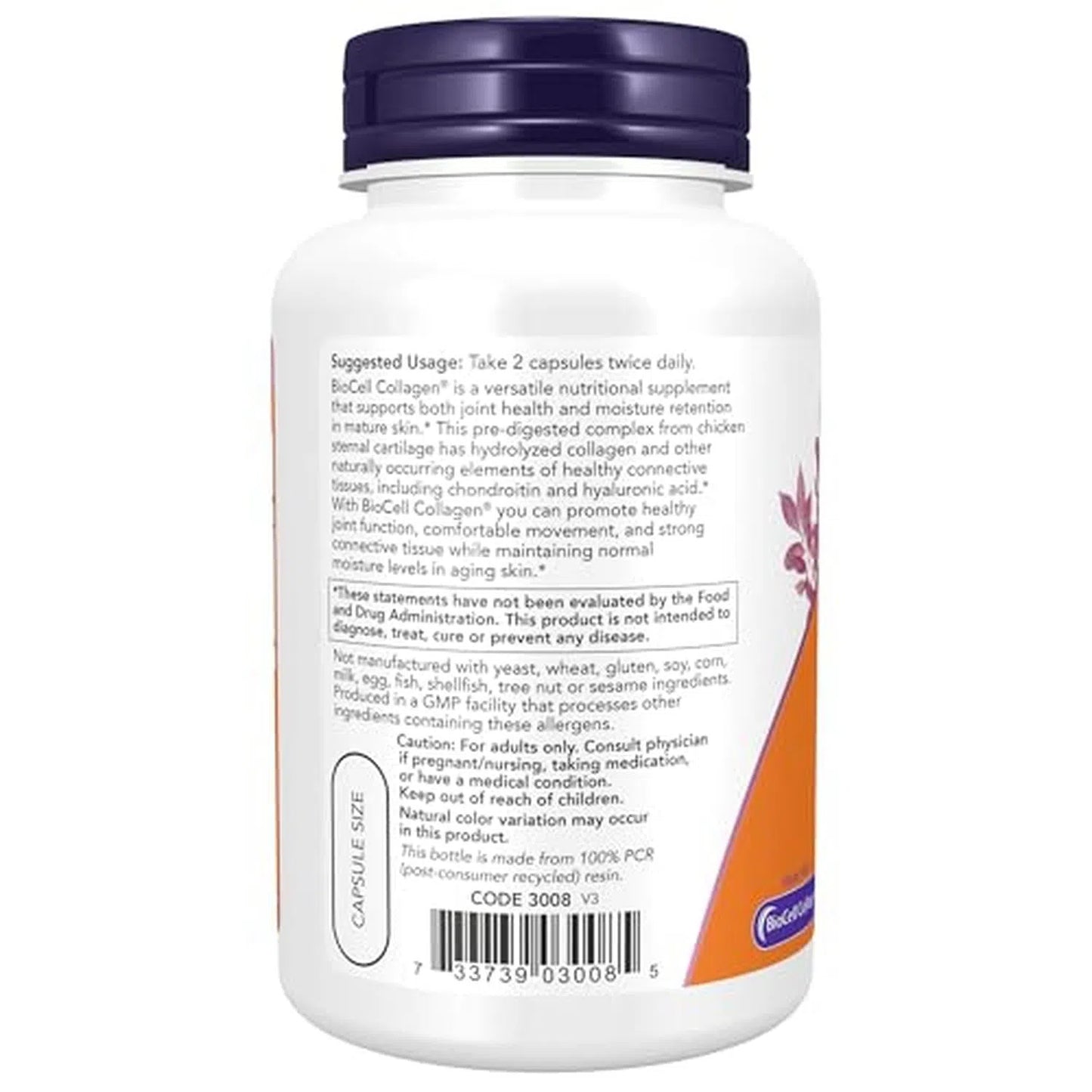 Biocell Collagen Colageno Tipo II, 120 Caps – NOW Foods-Wellu