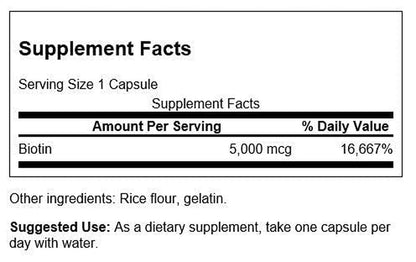 Biotina 5,000 mcg, 100 Caps – Swanson-Wellu