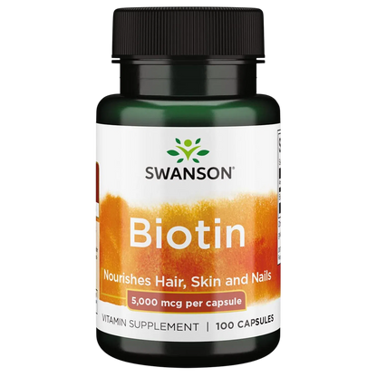 Biotina 5,000 mcg, 100 Caps – Swanson-Wellu