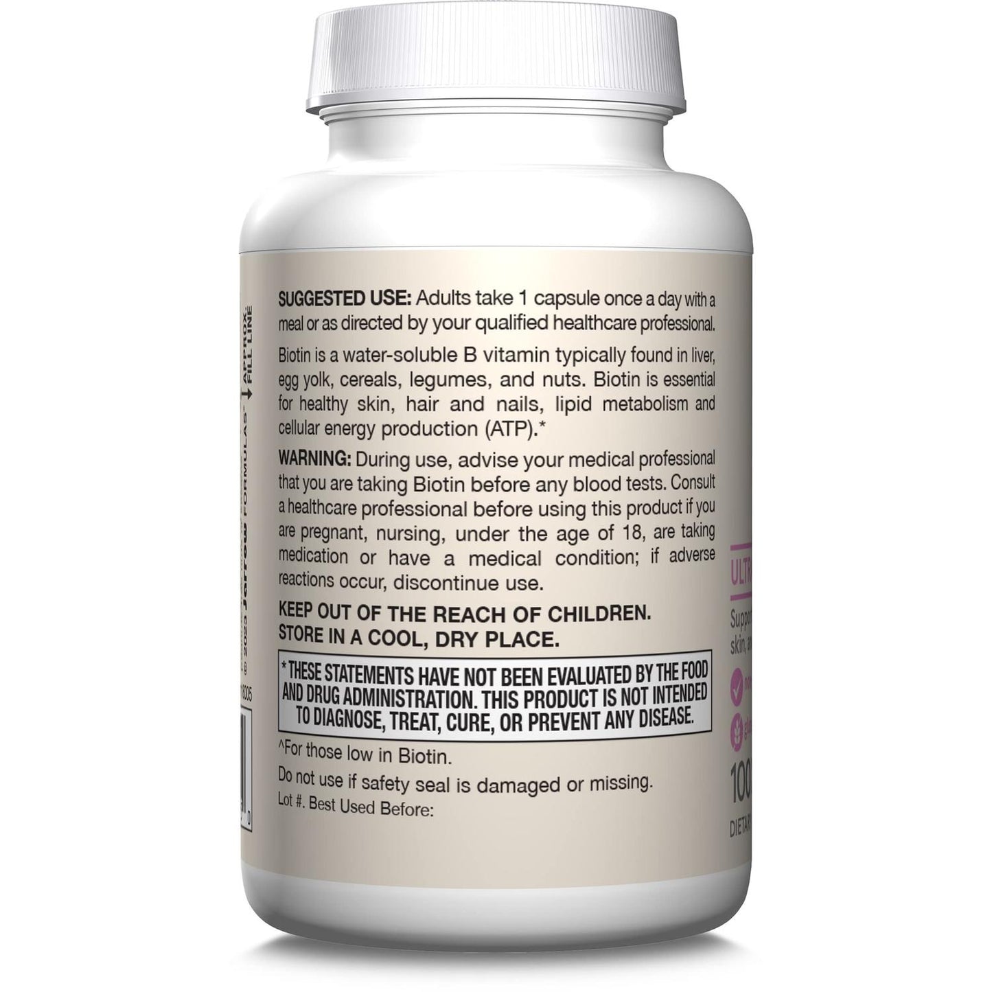 Biotina 5000 mcg, 100 Cápsulas Vegetales – Jarrow Formulas-Wellu