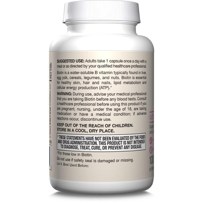 Biotina 5000 mcg, 100 Cápsulas Vegetales – Jarrow Formulas-Wellu