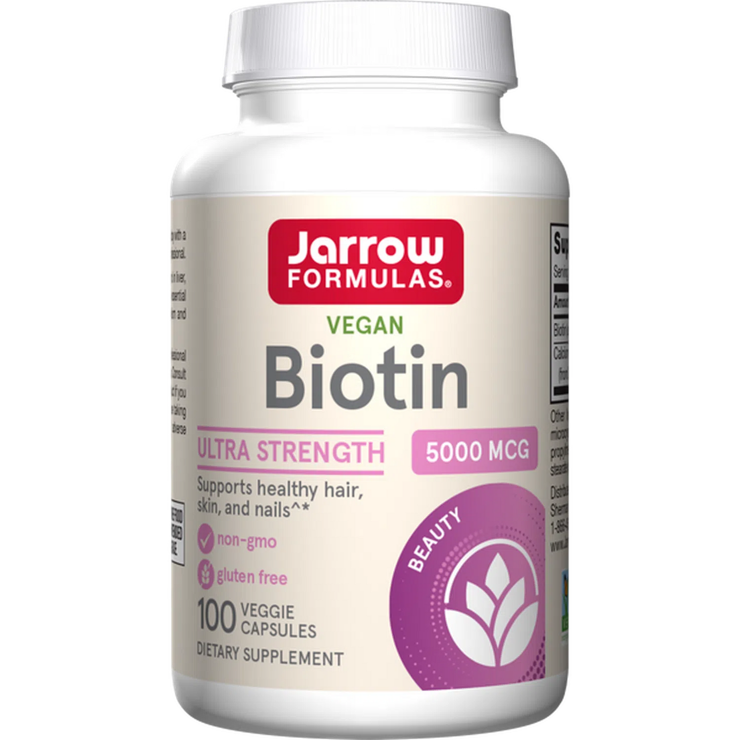 Biotina 5000 mcg, 100 Cápsulas Vegetales – Jarrow Formulas-Wellu