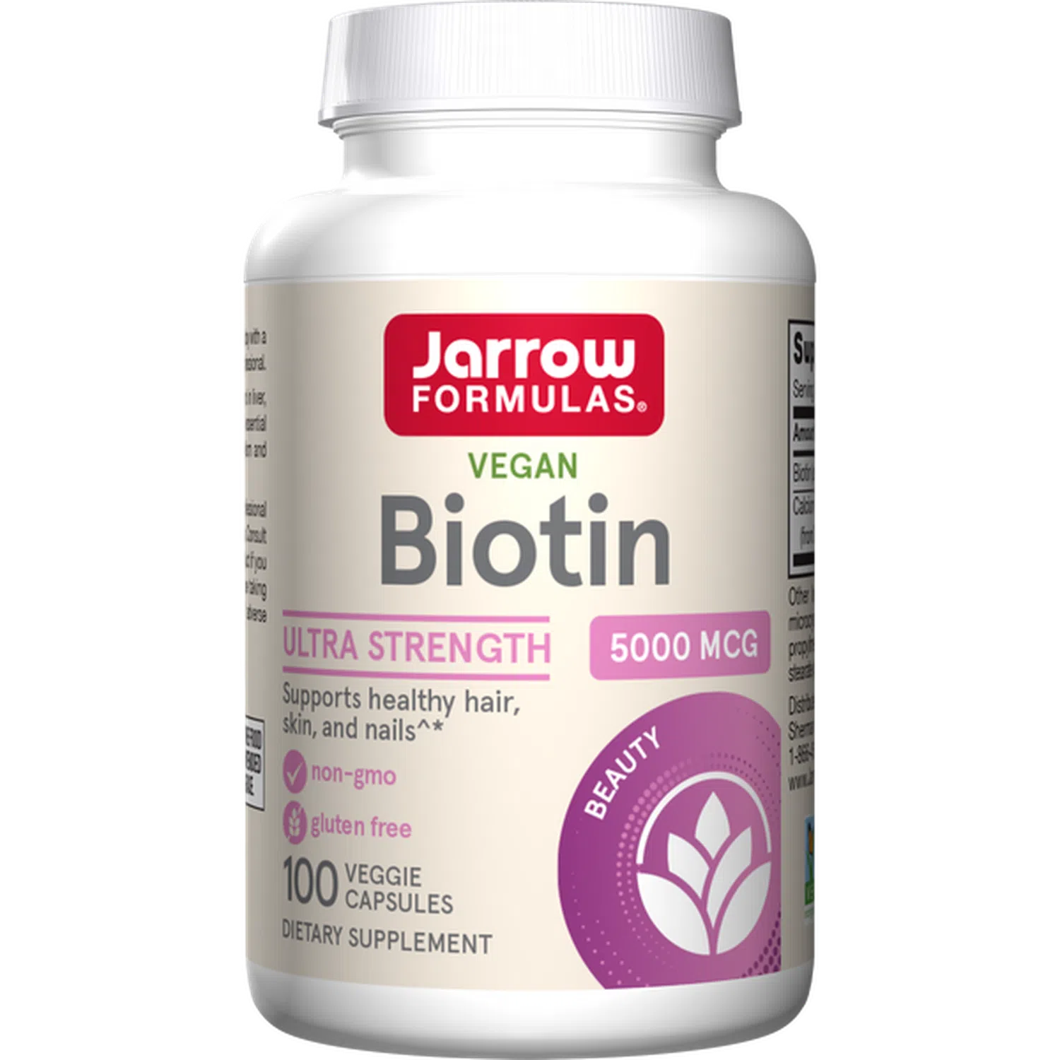 Biotina 5000 mcg, 100 Cápsulas Vegetales – Jarrow Formulas-Wellu