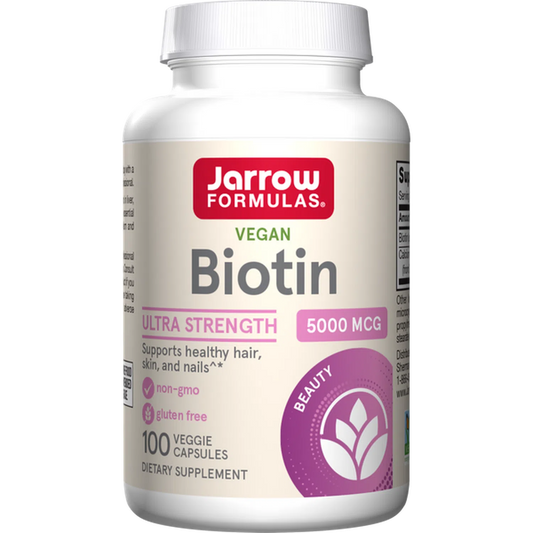 Biotina 5000 mcg, 100 Cápsulas Vegetales – Jarrow Formulas-Wellu