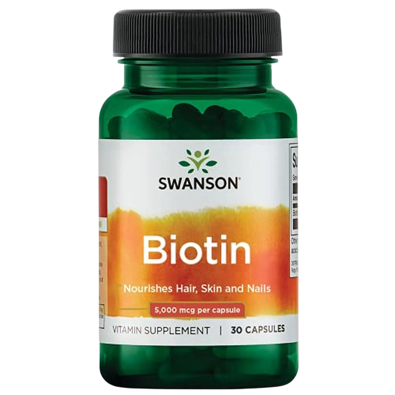 Biotina 5000 mcg Cabello Piel y Uñas, 30 Caps – Swanson-Wellu