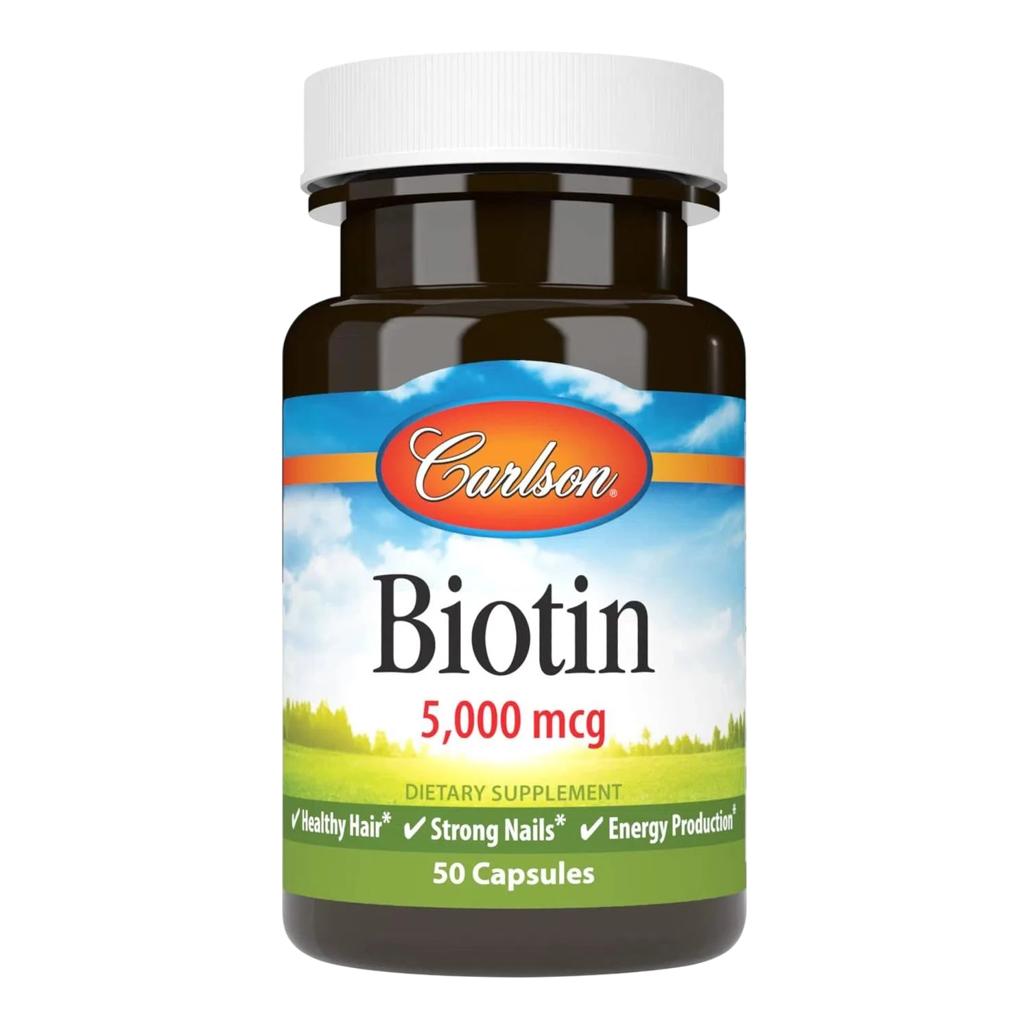 Biotina 5000 mcg, Vitamina B7, 50 Cápsulas – Carlson Labs-Wellu