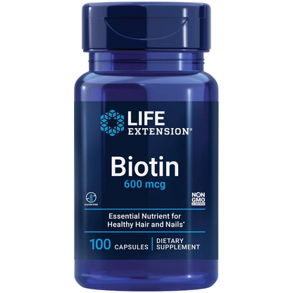 Biotina (Cabello y Uñas) 600 mcg, 100 Caps – Life Extension-Wellu