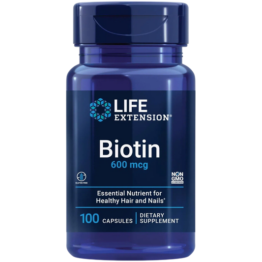 Biotina (Cabello y Uñas) 600 mcg, 100 Caps – Life Extension-Wellu