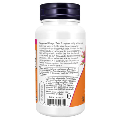 Biotina de 5000 mcg, 60 Cápsulas Veg – NOW Foods-Wellu