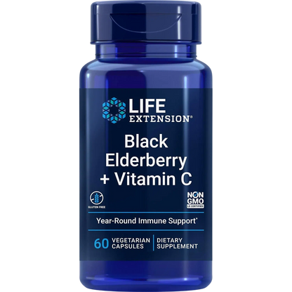 Black Elderberry + Vitamina C, 60 Cápsulas – Life Extension-Wellu