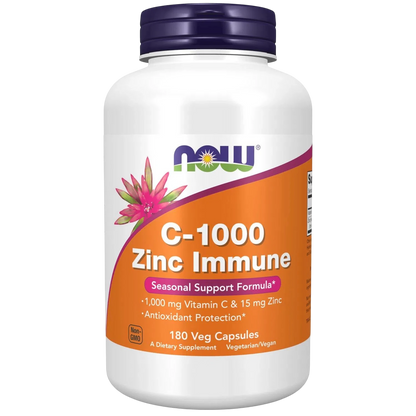 C-1000 Zinc, 180 Cápsulas Veg – NOW Foods-Wellu