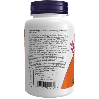 Cartilago de Tiburón 750mg, 100 cápsulas – NOW Foods