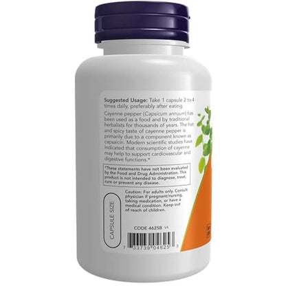 Cayena de 500 mg, 100 Cápsulas Veg – NOW Foods-Wellu