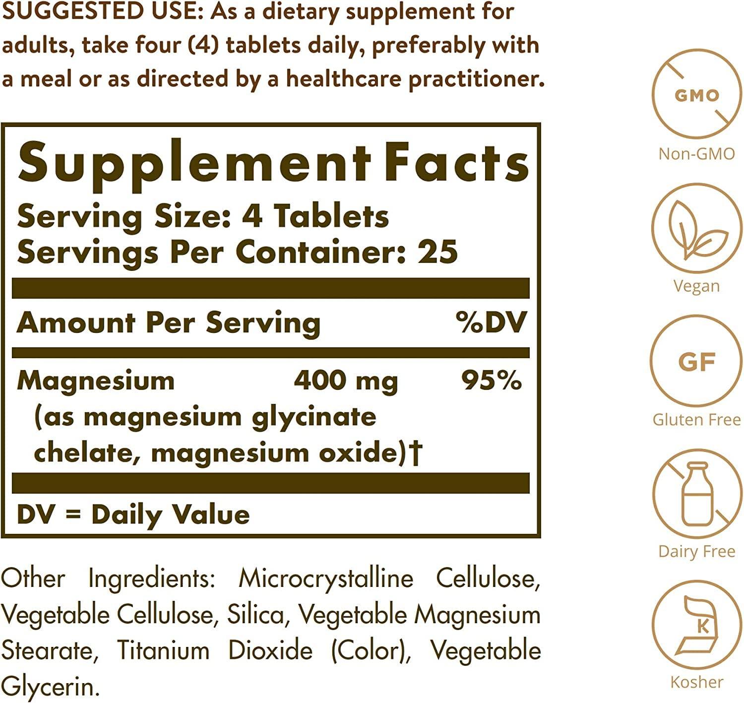 Chelated Magnesium, 100 Tabletas – Solgar-Wellu