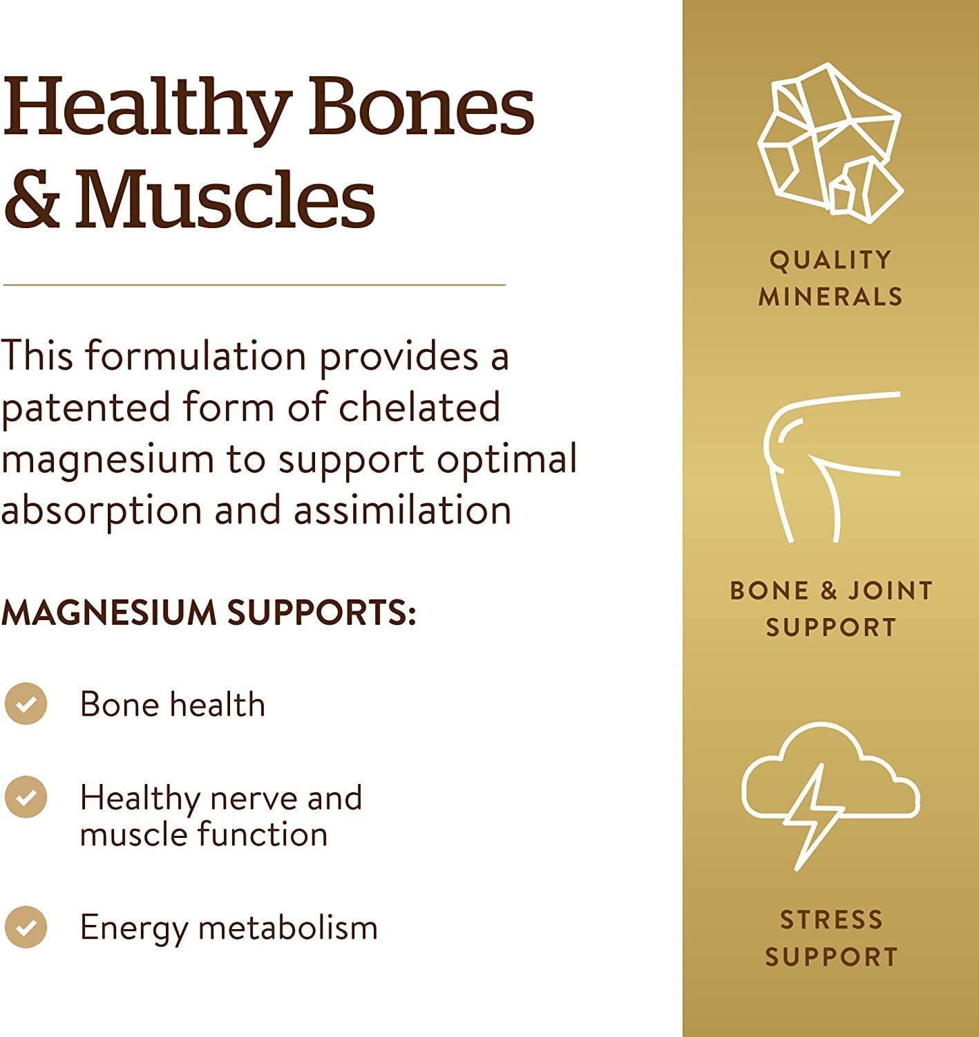 Chelated Magnesium, 100 Tabletas – Solgar-Wellu