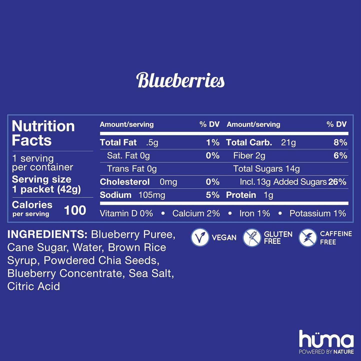 Huma Chia Energy Gel Blueberries 43gr c/24 pz-Wellu