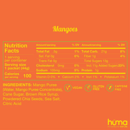 Huma Chia Energy Gel Mangoes 44gr-Wellu