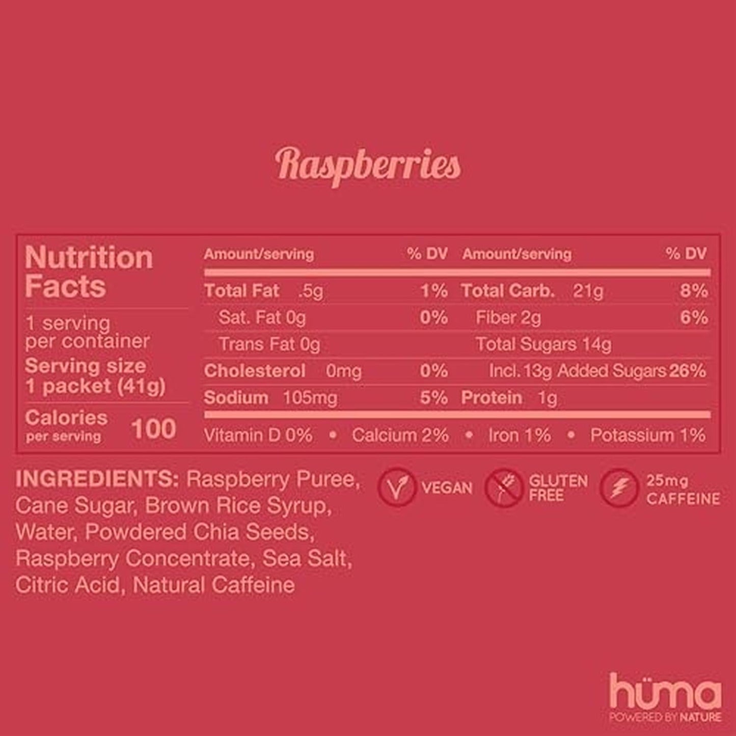 Huma Chia Energy Gel Raspberries 42gr-Wellu