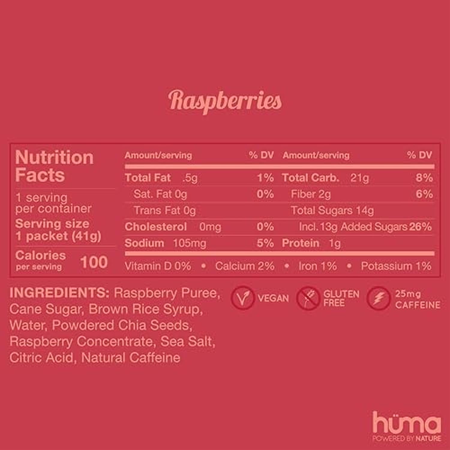 Huma Chia Energy Gel Raspberries 42gr c/24 pz-Wellu