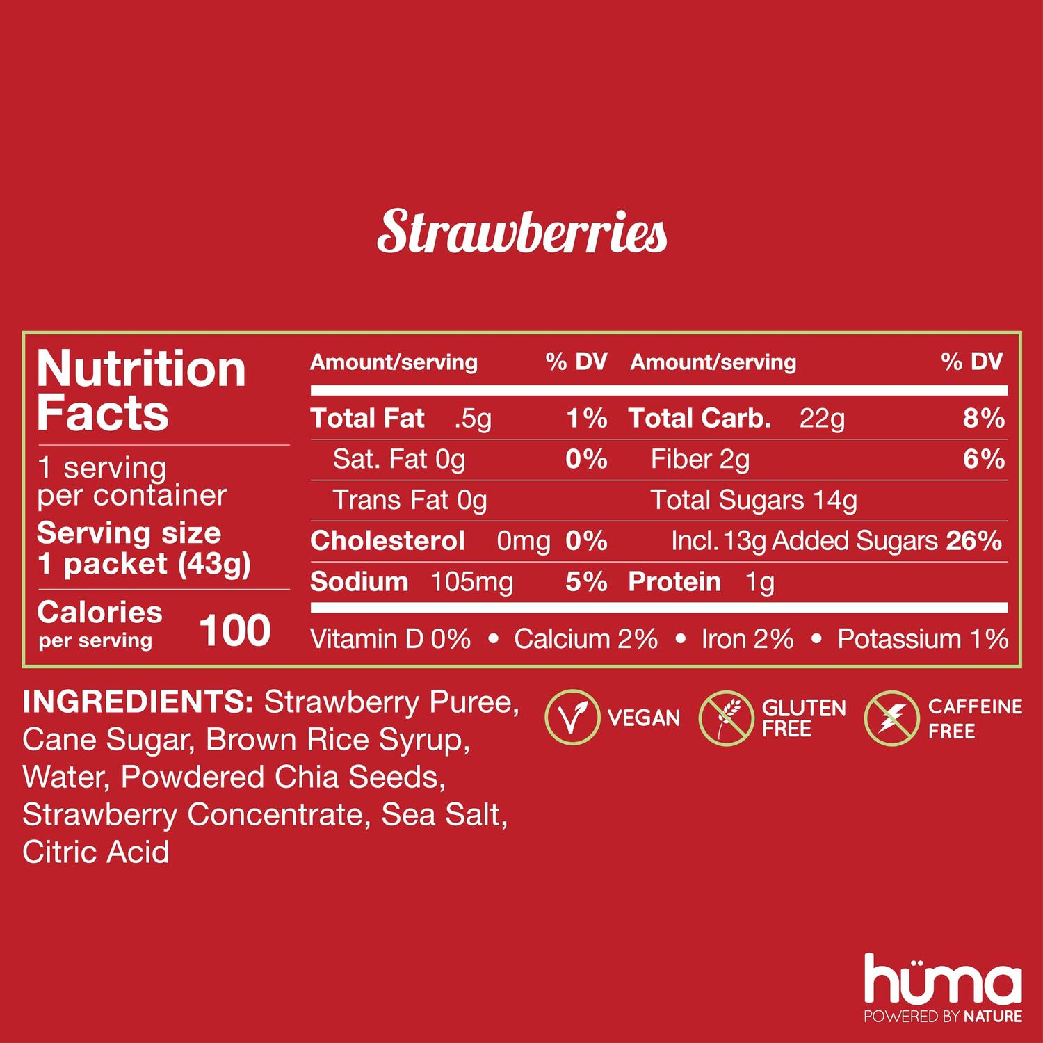 Huma Chia Energy Gel Strawberries 44gr-Wellu