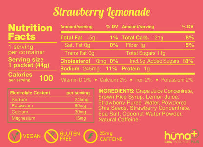 Huma Plus Chia Energy Gel Strawberry Lemonade 44gr-Wellu