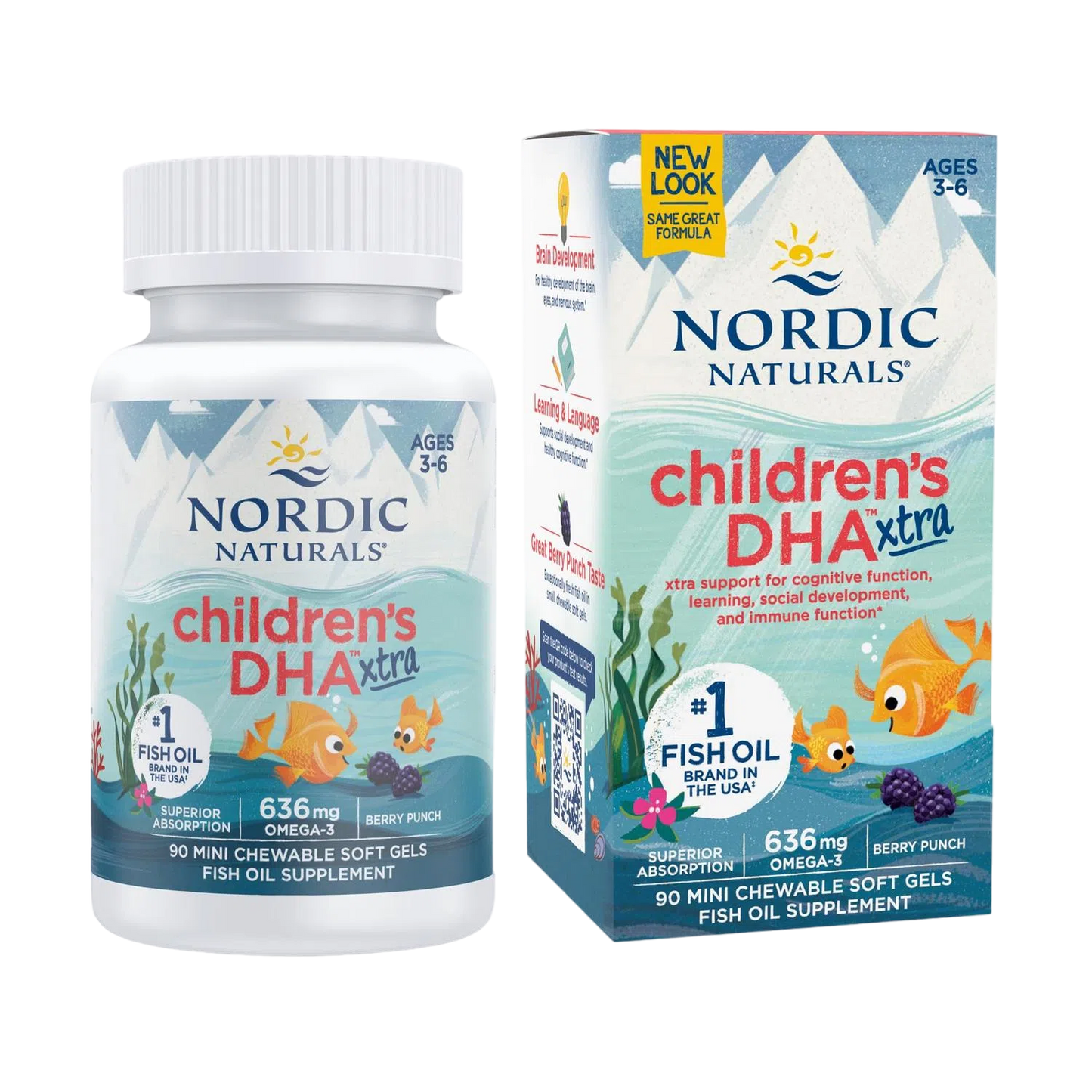 Children's DHA Xtra 636mg (Omega 3 para Niños), 90 Mini Gels Masticables – Nordic Naturals-Wellu