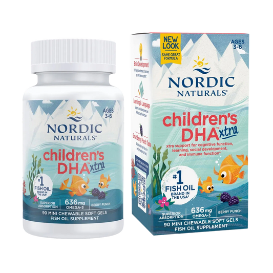 Children's DHA Xtra 636mg (Omega 3 para Niños), 90 Mini Gels Masticables – Nordic Naturals-Wellu