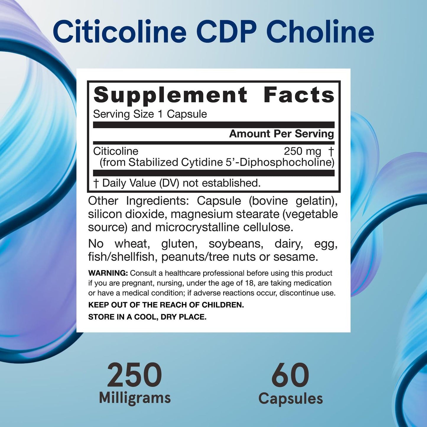 Citicolina CDP Colina 250mg, 60 Cápsulas – Jarrow Formulas-Wellu