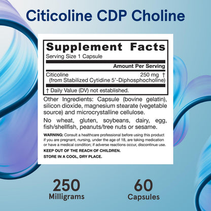 Citicolina CDP Colina 250mg, 60 Cápsulas – Jarrow Formulas-Wellu