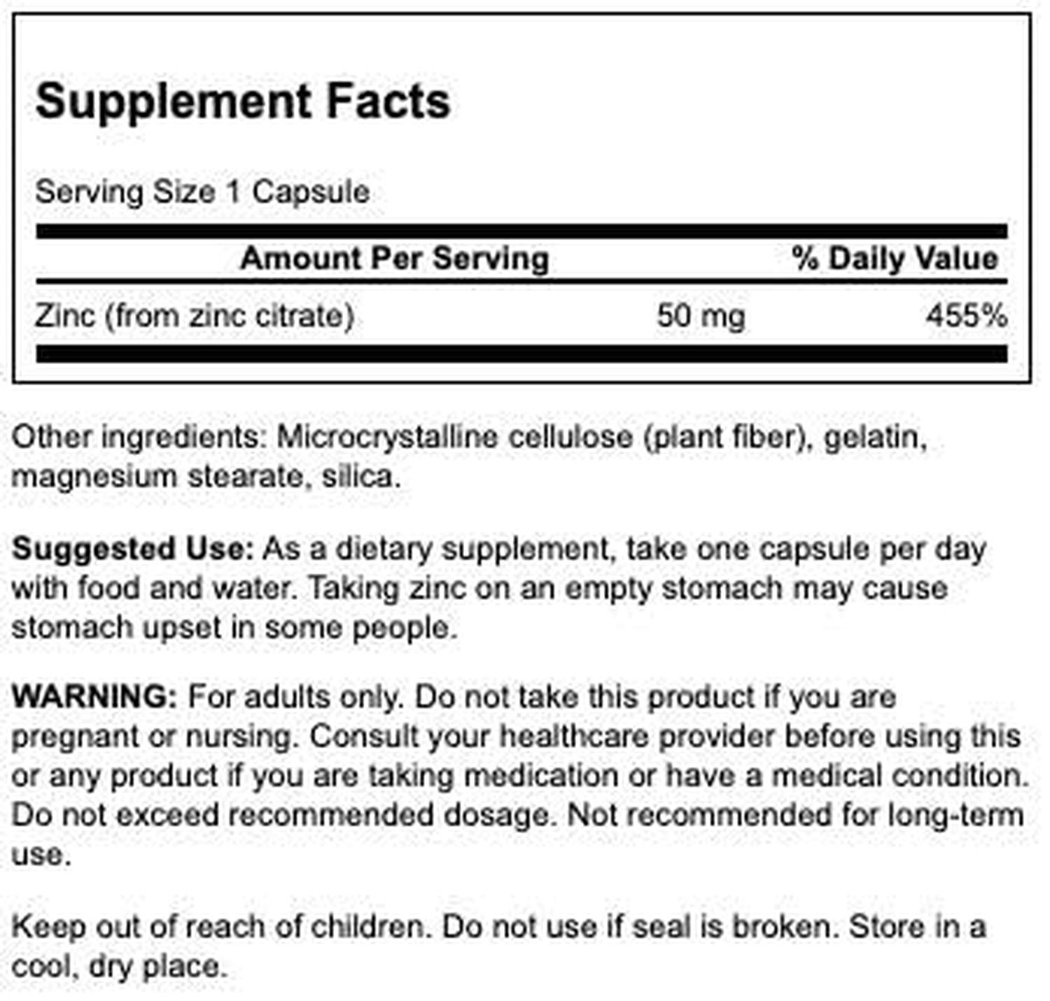 Citrato de Zinc 50mg, 60 Capsulas – Swanson-Wellu