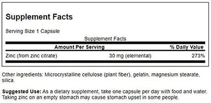Citrato de Zinc, 60 Caps – Swanson-Wellu