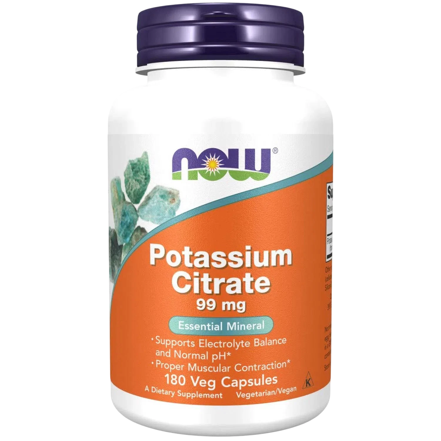 Citrato de potasio de 99 mg, 180 Cápsulas Veg – NOW Foods-Wellu