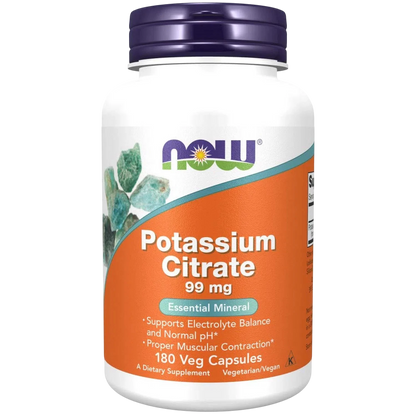 Citrato de potasio de 99 mg, 180 Cápsulas Veg – NOW Foods-Wellu